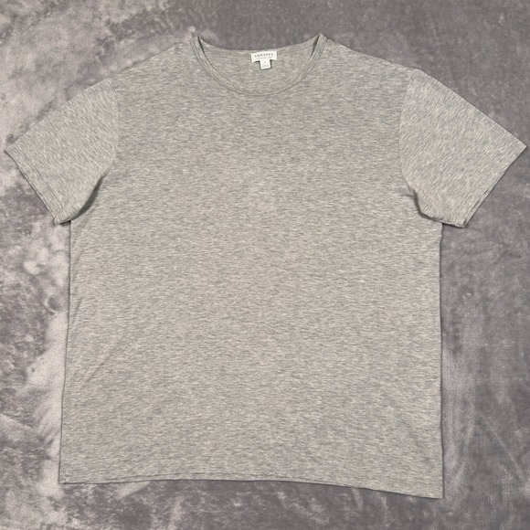 Sunspel Shirt Mens Large Gray Classic Crewneck Tee Made In England 100% Cotton - Picture 1 of 9
